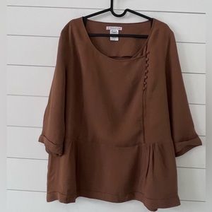 Paul & Joe Sister US 10 Crepe Tunic Earth Tone Brown Side closure Flapper